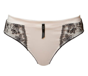 Front view of Patera Radiance satin and lace briefs